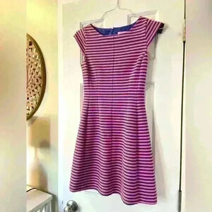 Lilly Pulitzer Briella Dress Stripe Choral Pink & Blue Size XS Lined Dress